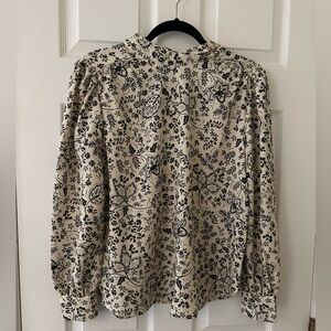 LOFT black and cream blouse, tie in back.  size S.